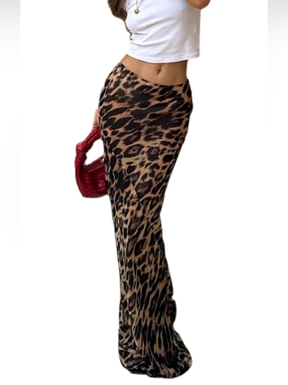 Amazon Leopard Print Maxi Skirt in Brown and Black